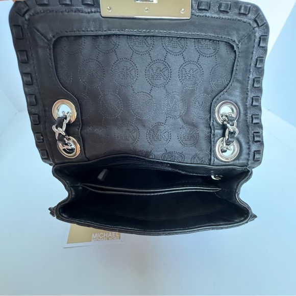 NWOT Michael Kors Purse- Black/ Silver Hardware, Compartments. SHOW STOPPER! - Picture 15 of 17